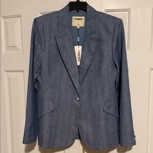 L'AGENCE Denim Blue Pinstripe Blazer
